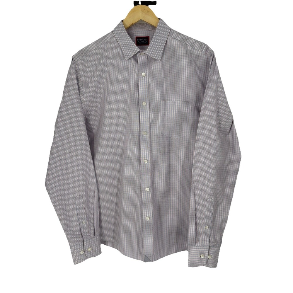 Untuckit Mens Plaid Lattanzia Slim Fit Button Up Shirt‎ Size L Cotton Preppy